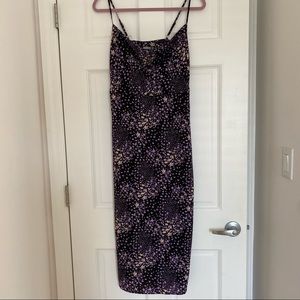 Maxi floral black and purple flowers dress